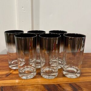 Vtg Mid Century Modern Dorothy Thorpe Style Mercury Fade Design Bar Glasses x 6